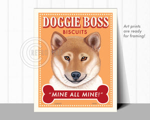 Shiba Inu Art "Doggie Boss" Faux Treat Art Print by Krista Brooks