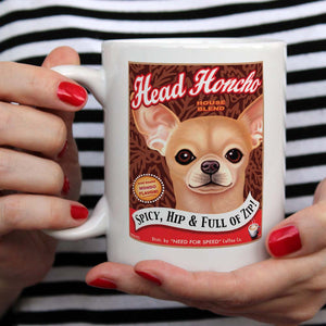 Chihuahua Art Coffee Mugs "Head Honcho" | Retro Pets Art