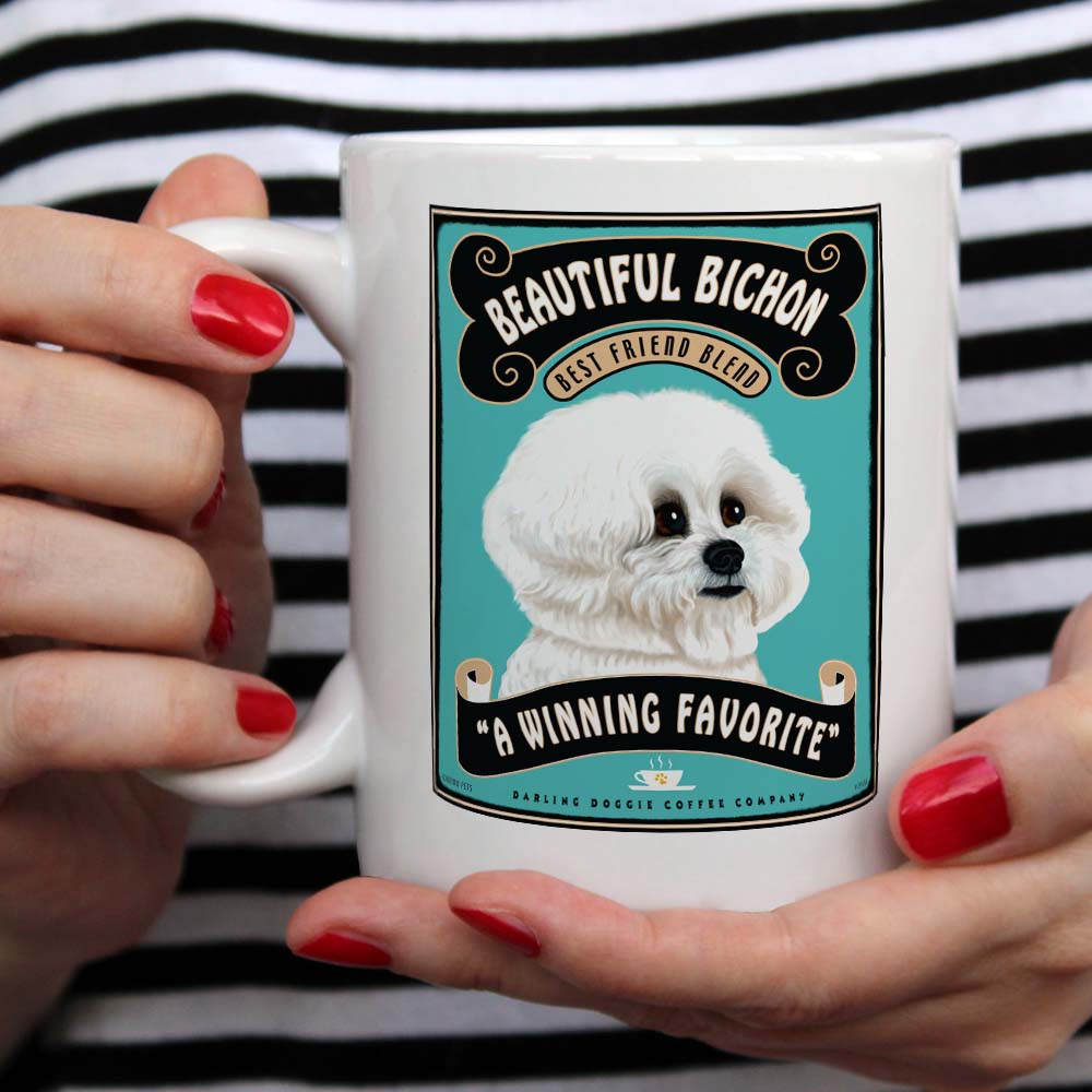 Bichon Frise coffee mug, bichon frise lover gift, bichon frise art