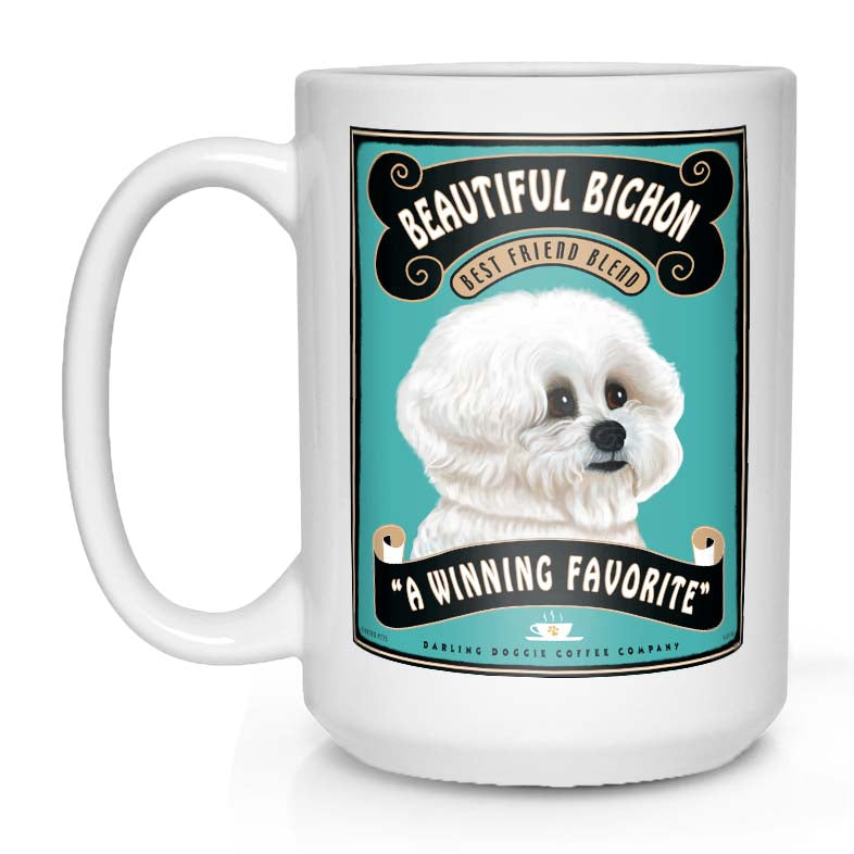 Bichon Frise coffee mug, bichon frise lover gift, bichon frise art