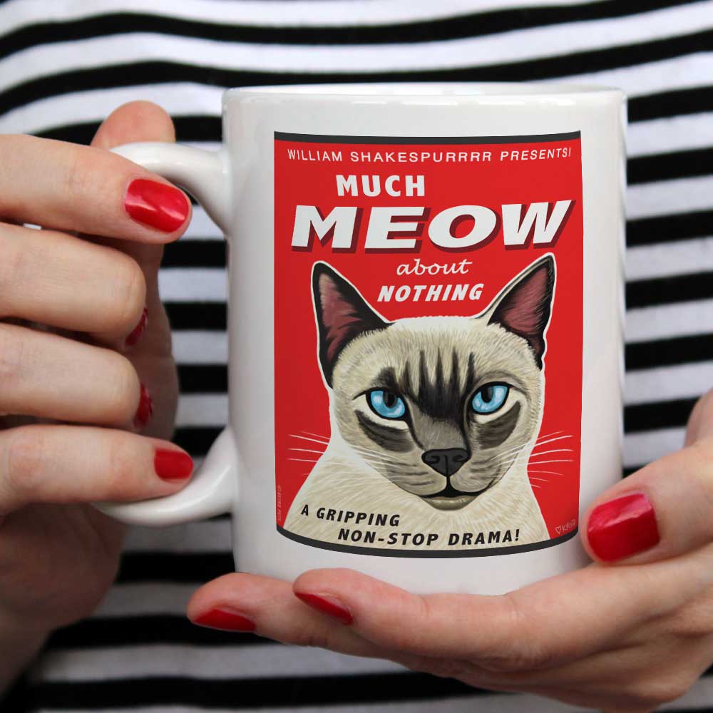 siamese cat art, siamese kitty, chatty kitty, gift for cat lover, cat lover gift, coffee mug