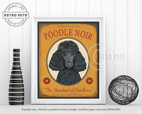 Poodle Art "Poodle Noir" Faux Wine Label Art Print by Krista Brooks
