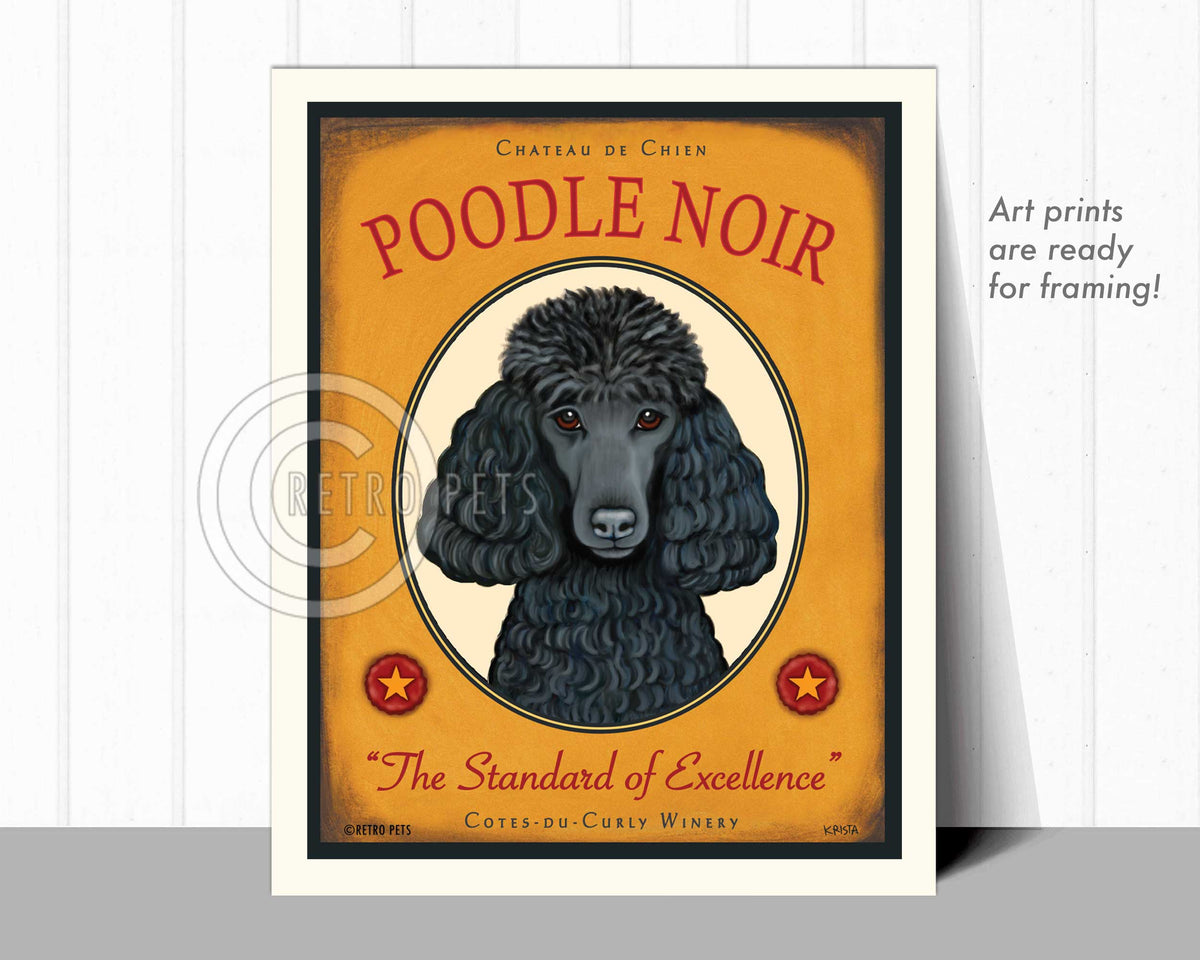 Poodle Art "Poodle Noir" Faux Wine Label Art Print by Krista Brooks