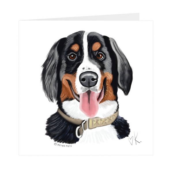 Bernese Mountain Dog, Square Notecards, 5x5, Blank Inside